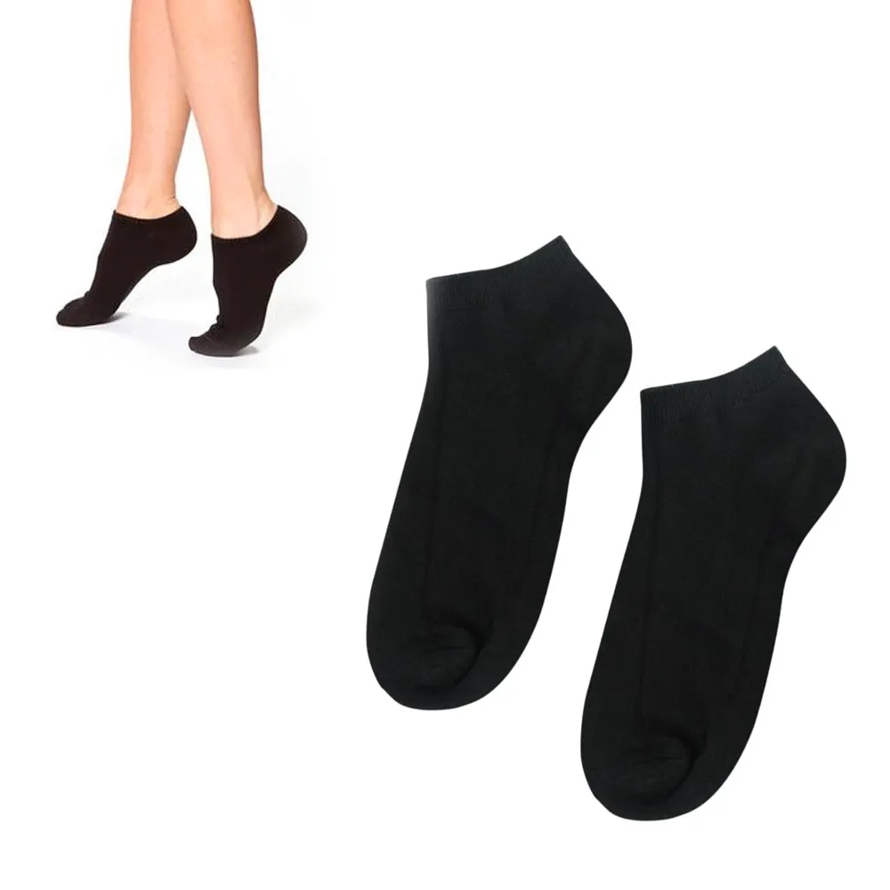 24 Womens Athletic Ankle Socks Low Cut Fit Crew Sports Black Footies Size 9-11