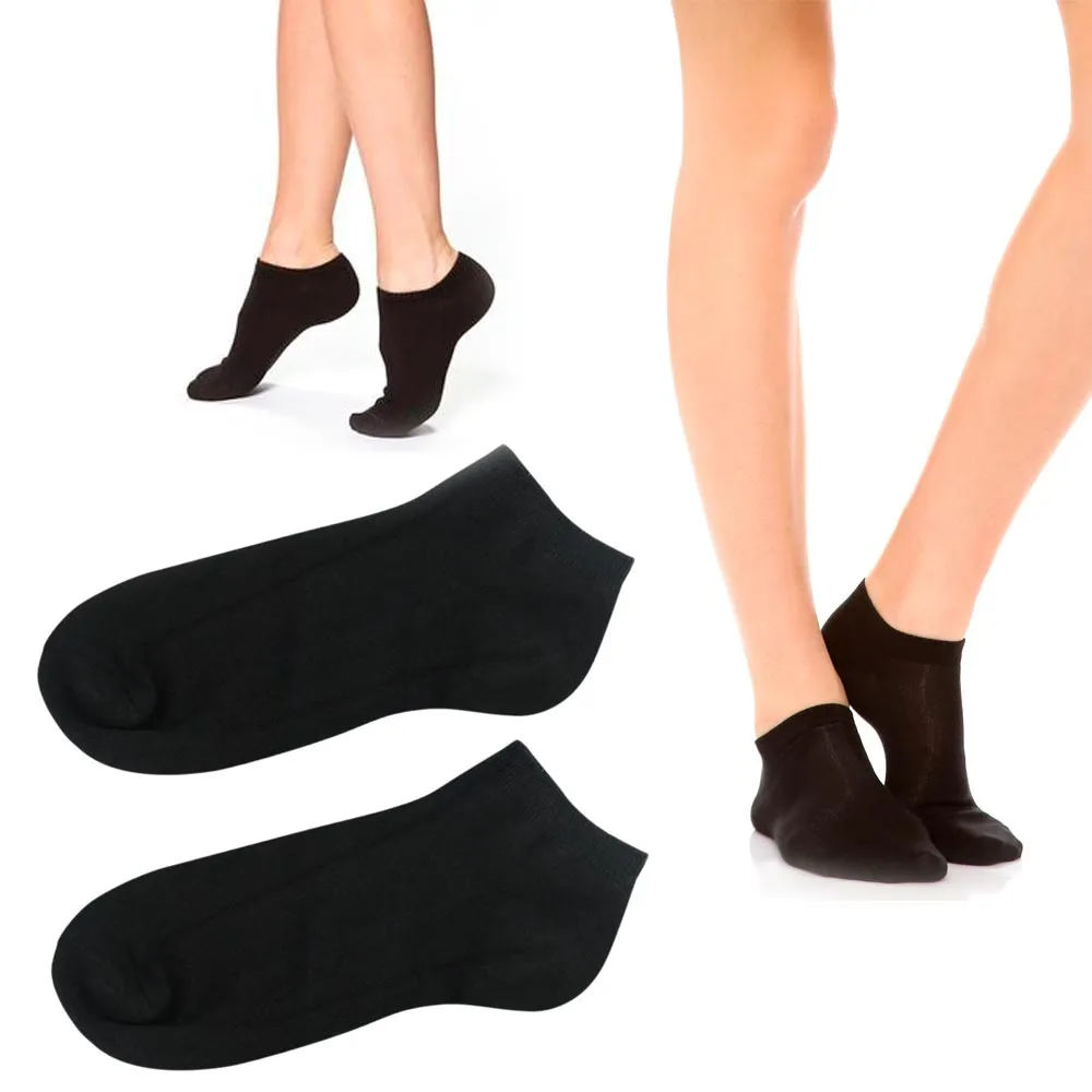 24 Womens Athletic Ankle Socks Low Cut Fit Crew Sports Black Footies Size 9-11