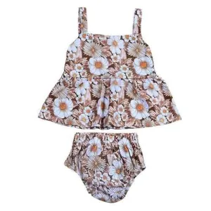 2Pcs Girls Floral Dress   Floral Short Set