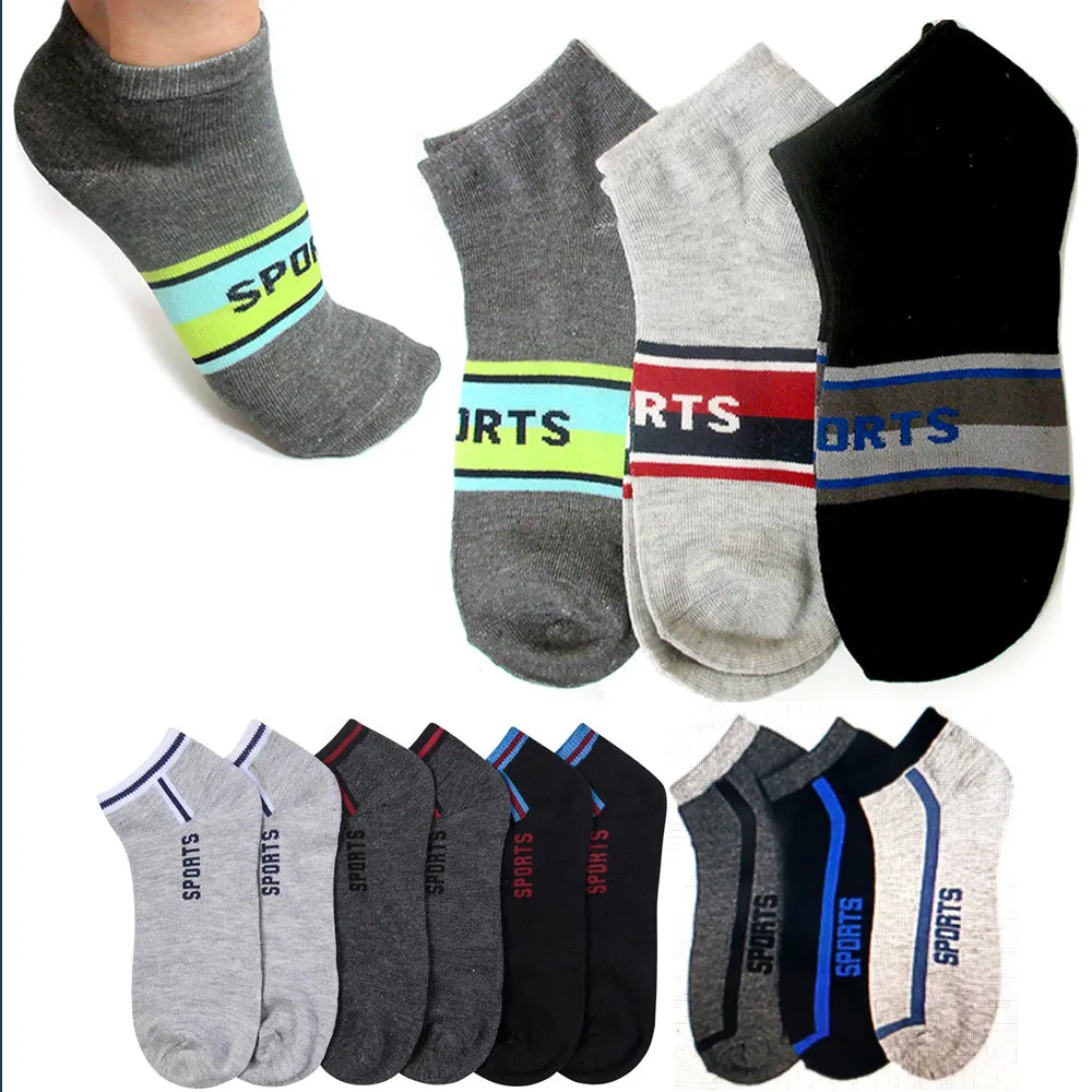 3 Pairs Sports Socks Ankle Quarter Crew Mens Stretchy Low Cut Size 9-11 Assorted