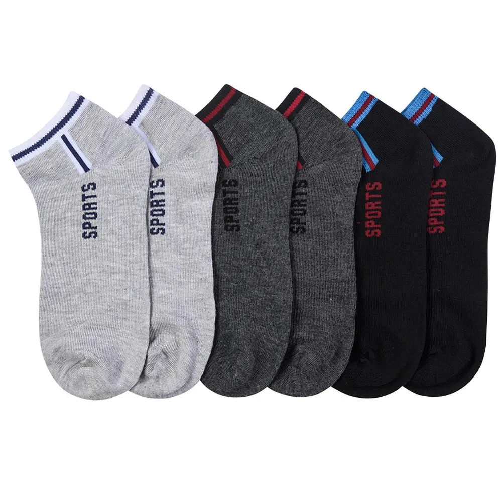 3 Pairs Sports Socks Ankle Quarter Crew Mens Stretchy Low Cut Size 9-11 Assorted