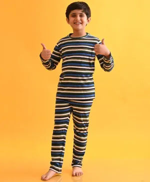 ANTHRA MELANGE BLACK OLIVE STRIPED BOYS LONG SLEEVES PYJAMA SET