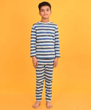 ANTHRA MELANGE SKY STRIPED LONG SLEEVES PYJAMA SET