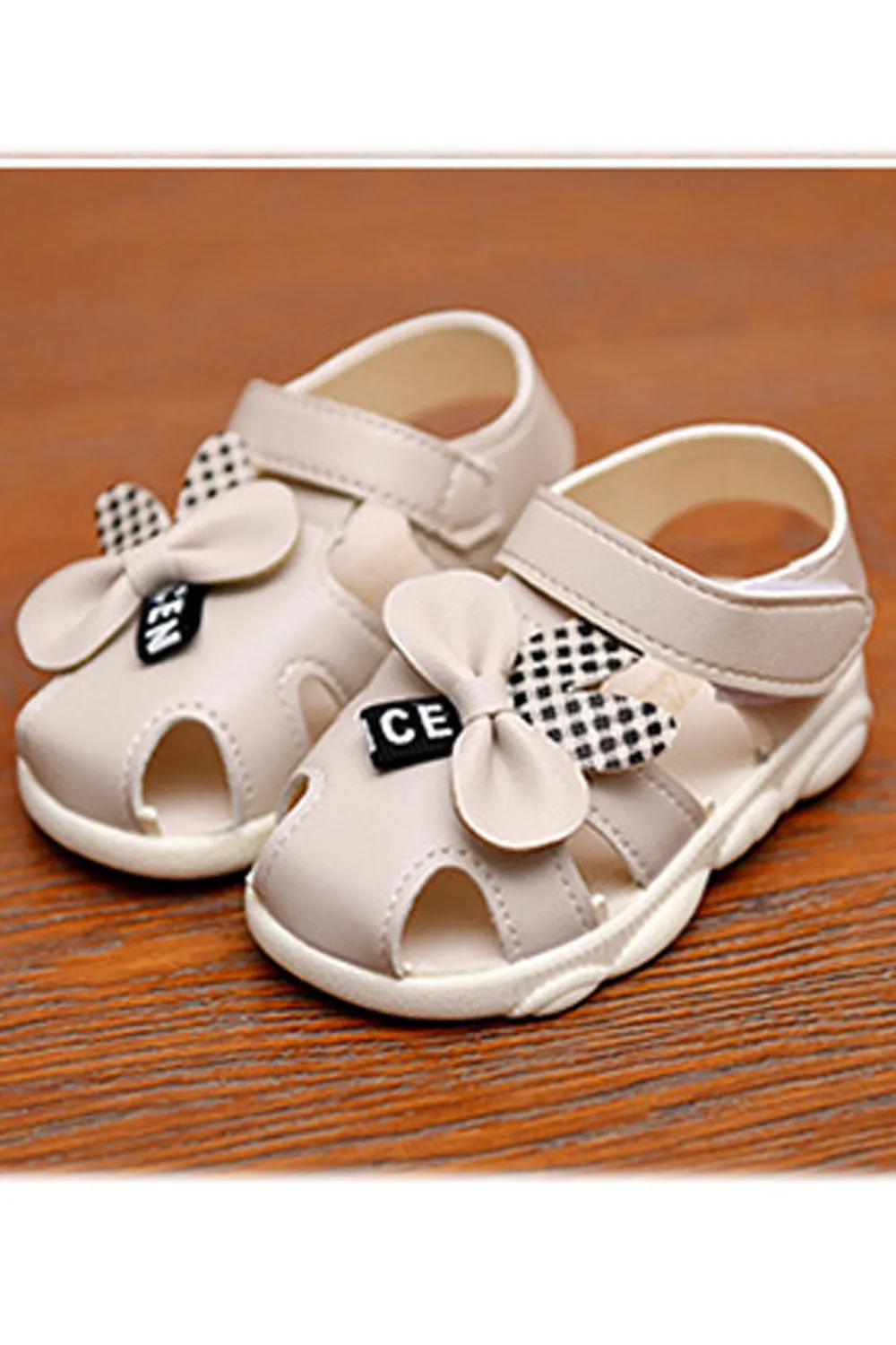 Baby Girls Comfortable Velcro Style Bow Decorated Soft Soled Sandals - BGSD107455