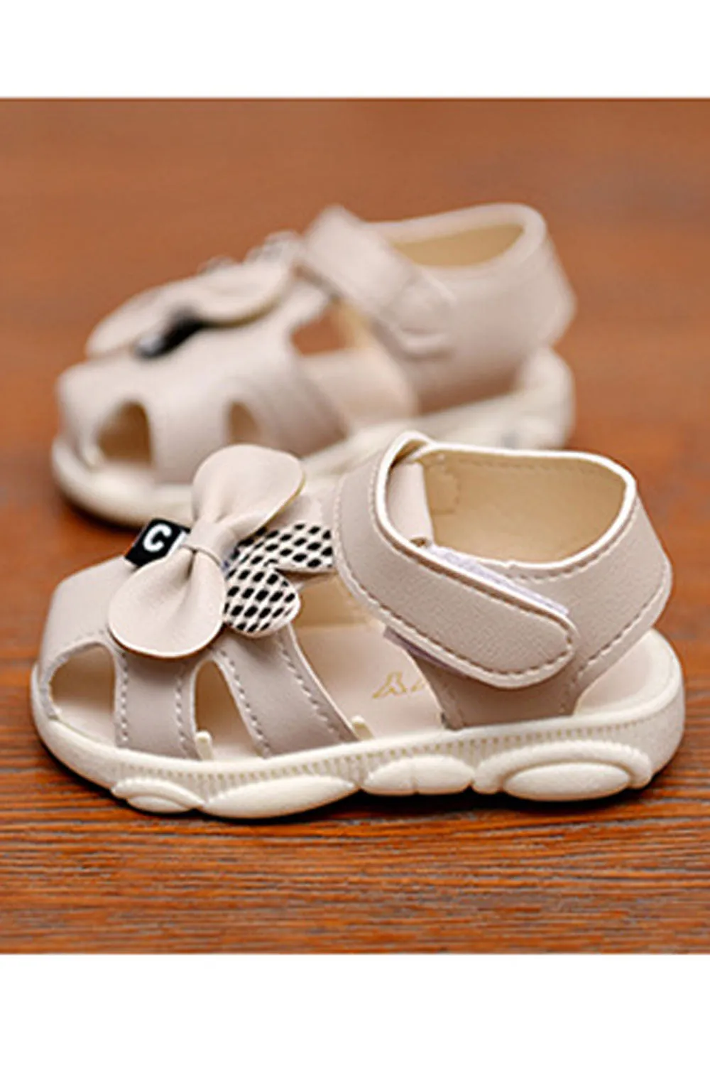 Baby Girls Comfortable Velcro Style Bow Decorated Soft Soled Sandals - BGSD107455
