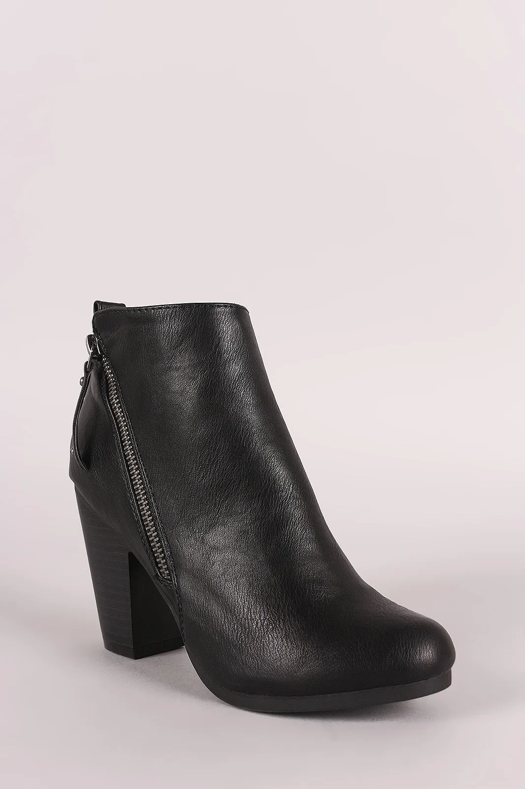Breckelle Zipper Trim Chunky Heeled Ankle Boots