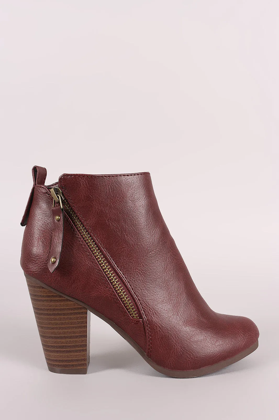 Breckelle Zipper Trim Chunky Heeled Ankle Boots