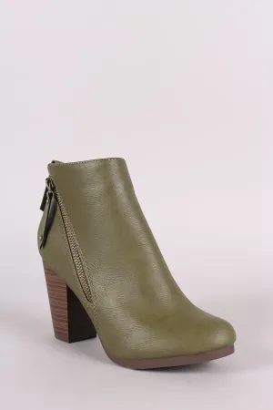 Breckelle Zipper Trim Chunky Heeled Ankle Boots