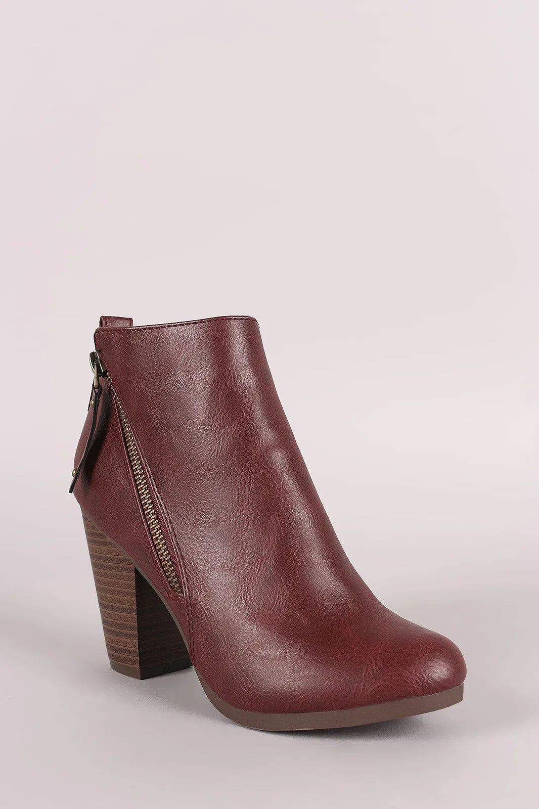 Breckelle Zipper Trim Chunky Heeled Ankle Boots