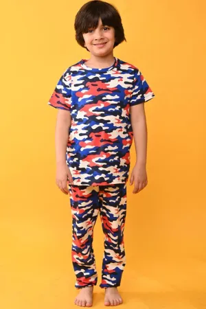 CAMOUFLAGE BOYS SHORT SLEEVES PYJAMA SET - BLUE