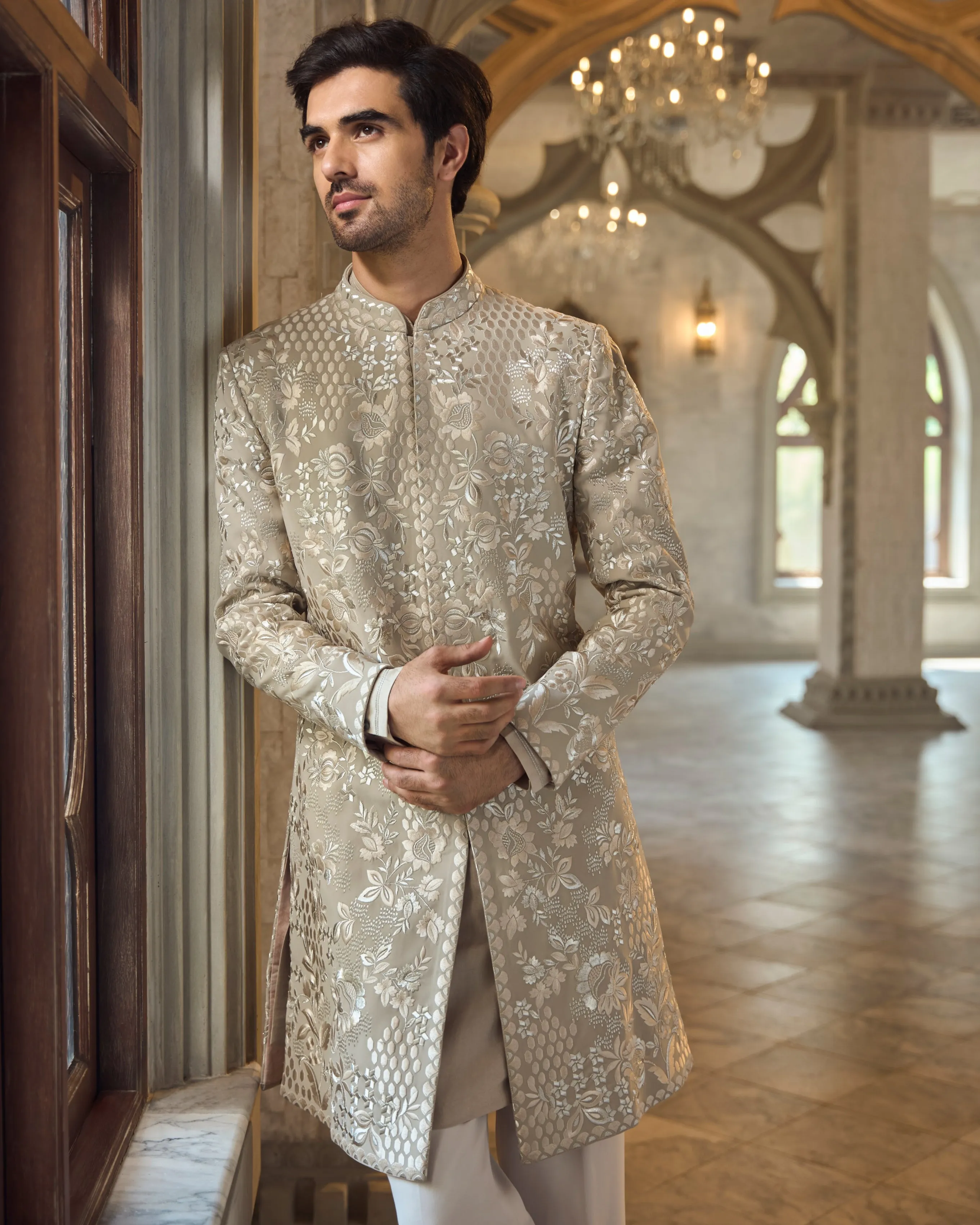 Chapelle Greige Sherwani Set