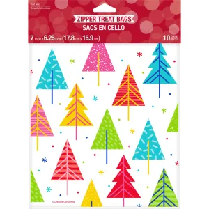 Christmas Colorful Trees Sandwich Zipper Bags | 10ct
