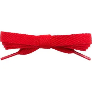 Cotton Flat 3/8" Laces Custom Length with Tip - Red (1 Pair Pack) Shoelaces