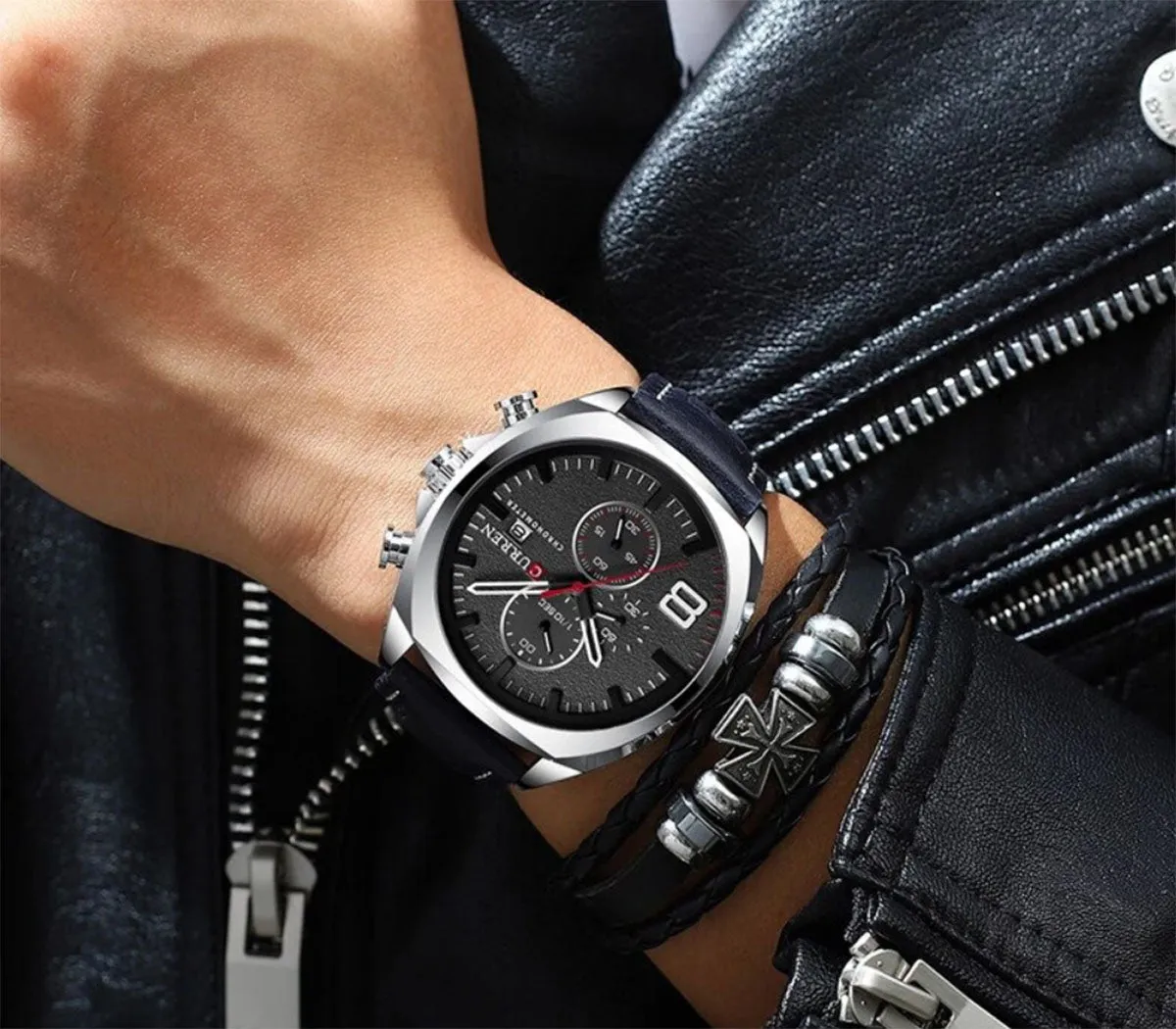 CURREN Original Brand Leather Straps Wrist Watch For Men With Brand (Box & Bag)-8324