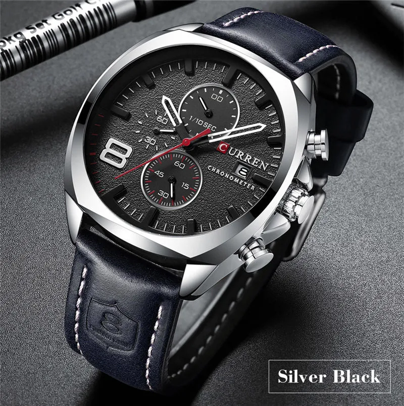 CURREN Original Brand Leather Straps Wrist Watch For Men With Brand (Box & Bag)-8324