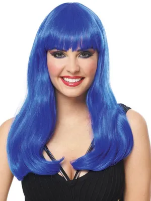 Dark Blue Long Deluxe Mistress Womens Costume Wig
