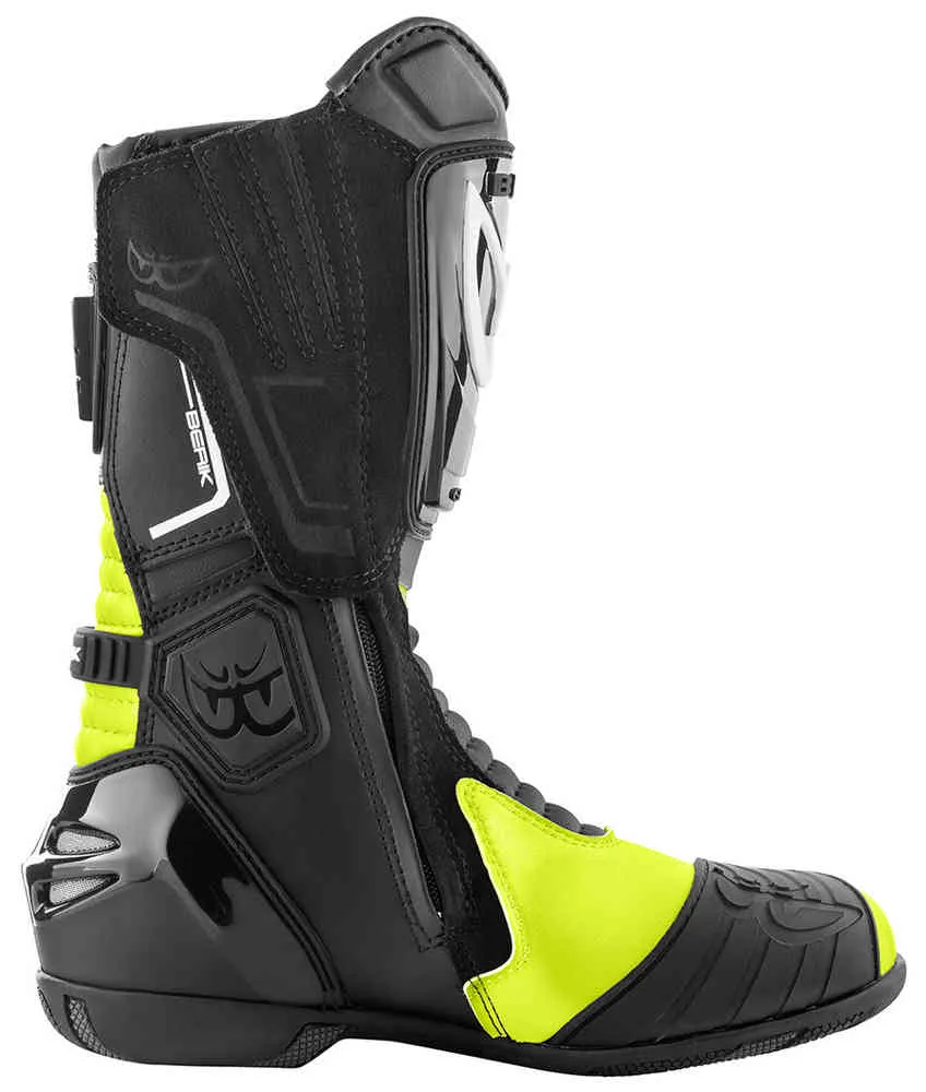 Donington Berik Motorcycle Boots, Black/Fluorescent Yellow