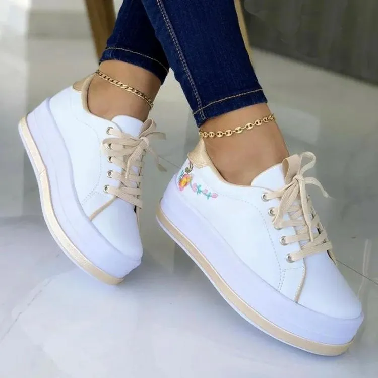 Donna  Blumenstickerei Sneakers fr Damen mit Plateau