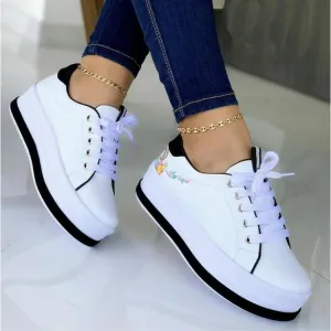 Donna  Blumenstickerei Sneakers fr Damen mit Plateau