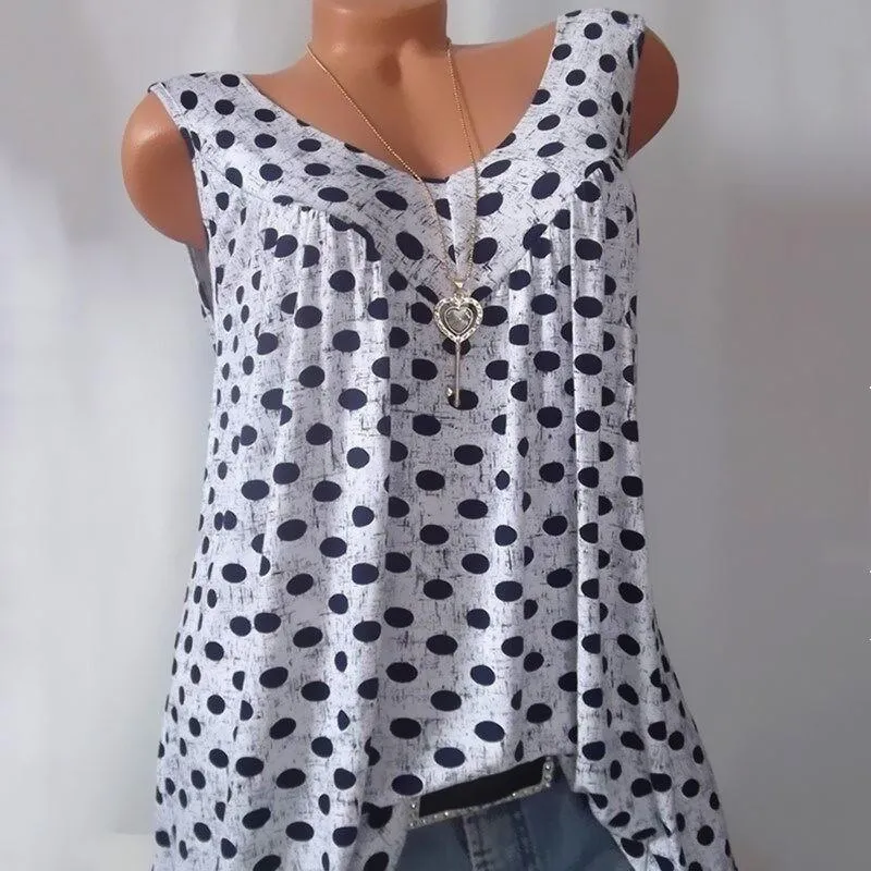 Dot printing sleeveless vest women's clothing