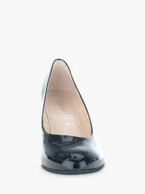 Gabor Black Leather Court Shoe 31.410.97