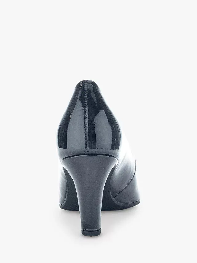 Gabor Black Leather Court Shoe 31.410.97