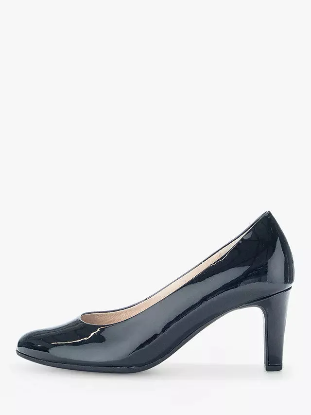 Gabor Black Leather Court Shoe 31.410.97