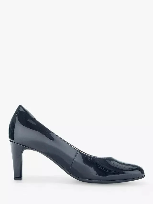 Gabor Black Leather Court Shoe 31.410.97