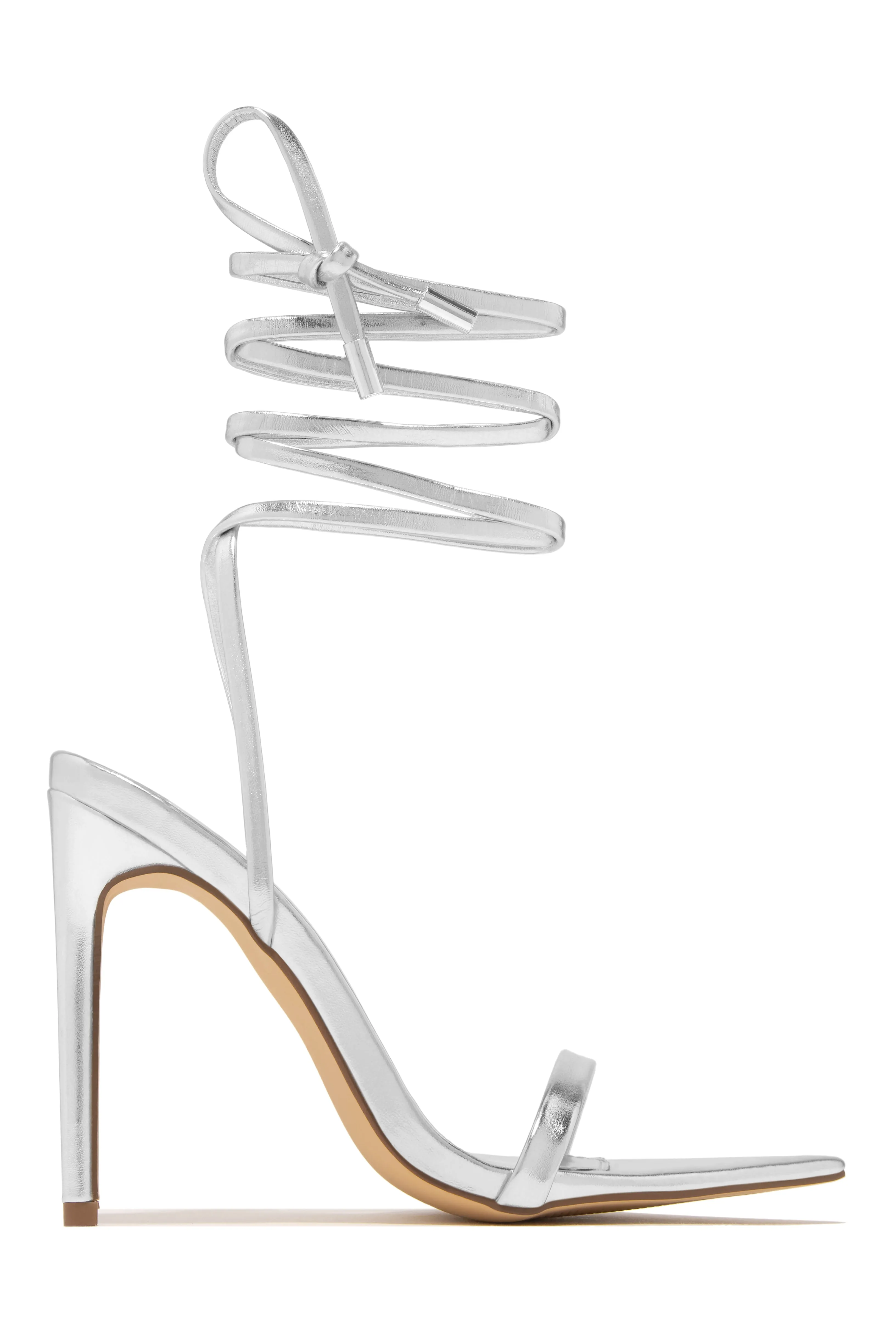 Into The Night Lace Up High Heels - Blue