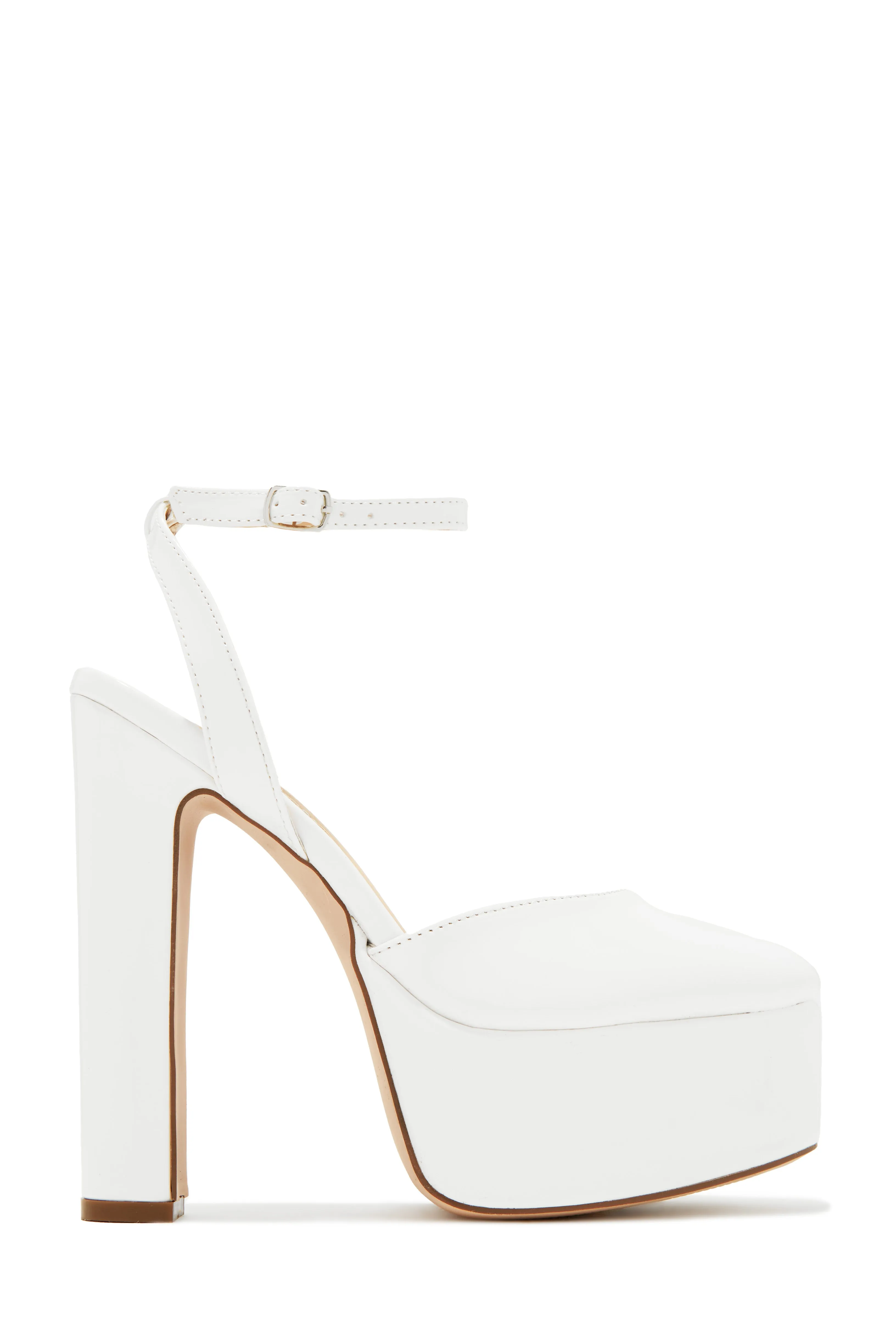 Jhene Block Platform High Heels - White