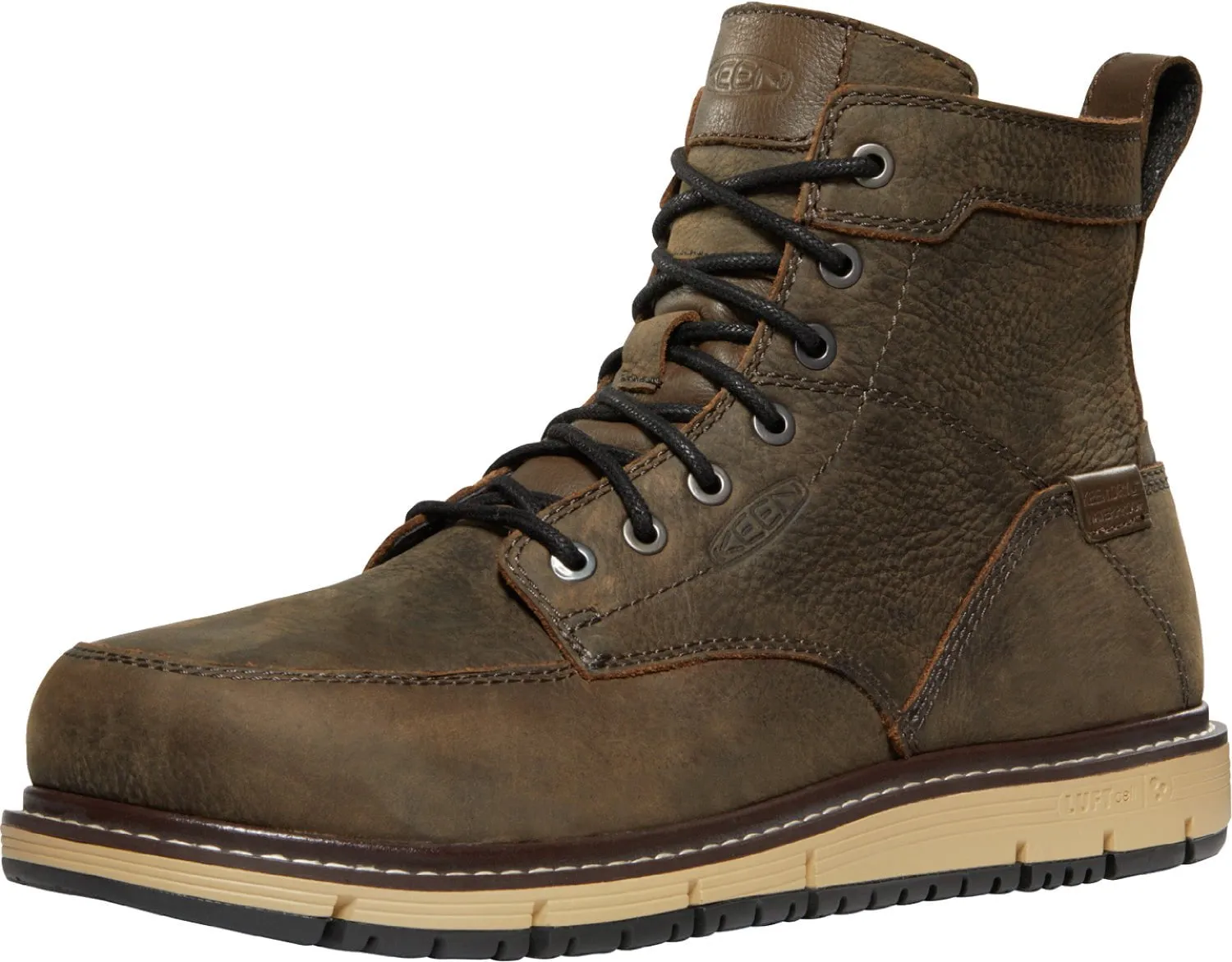 Keen Utility Mens San Jose 6in WP Cascade Brown/Black Leather Work Boots