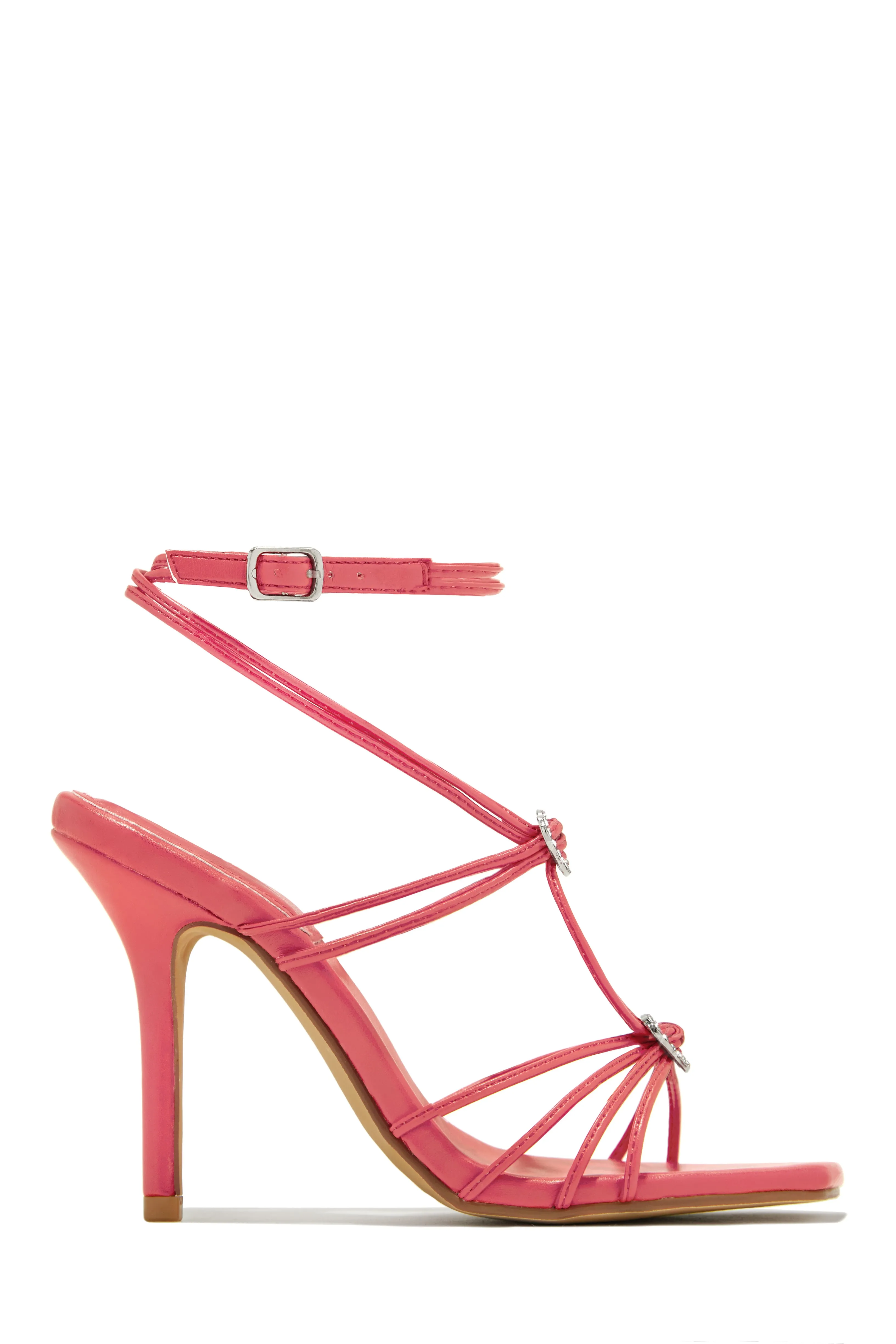 Lovestruck Embellished Strappy High Heels - Red