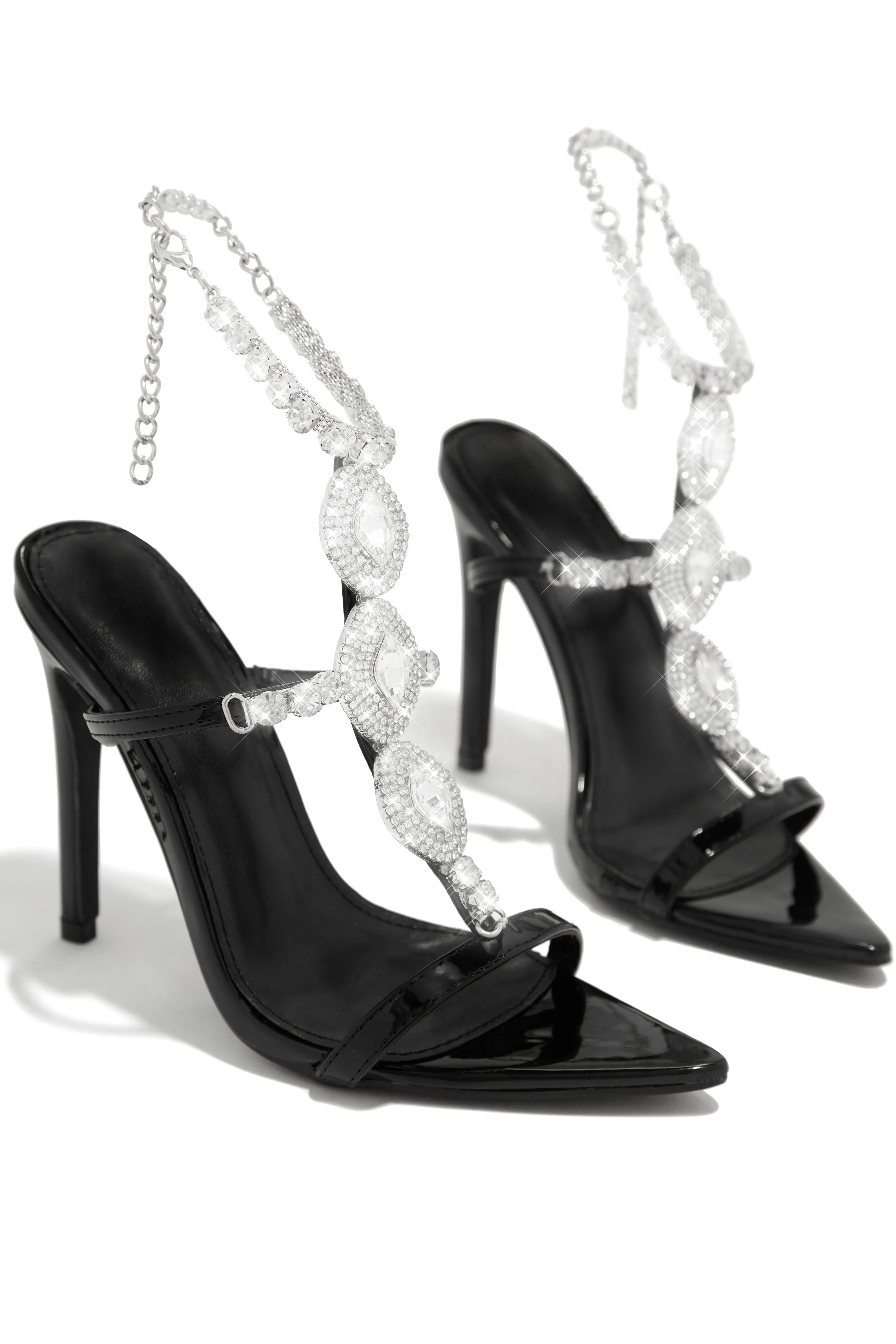 Main Character Embellished Single Sole High Heels - Black