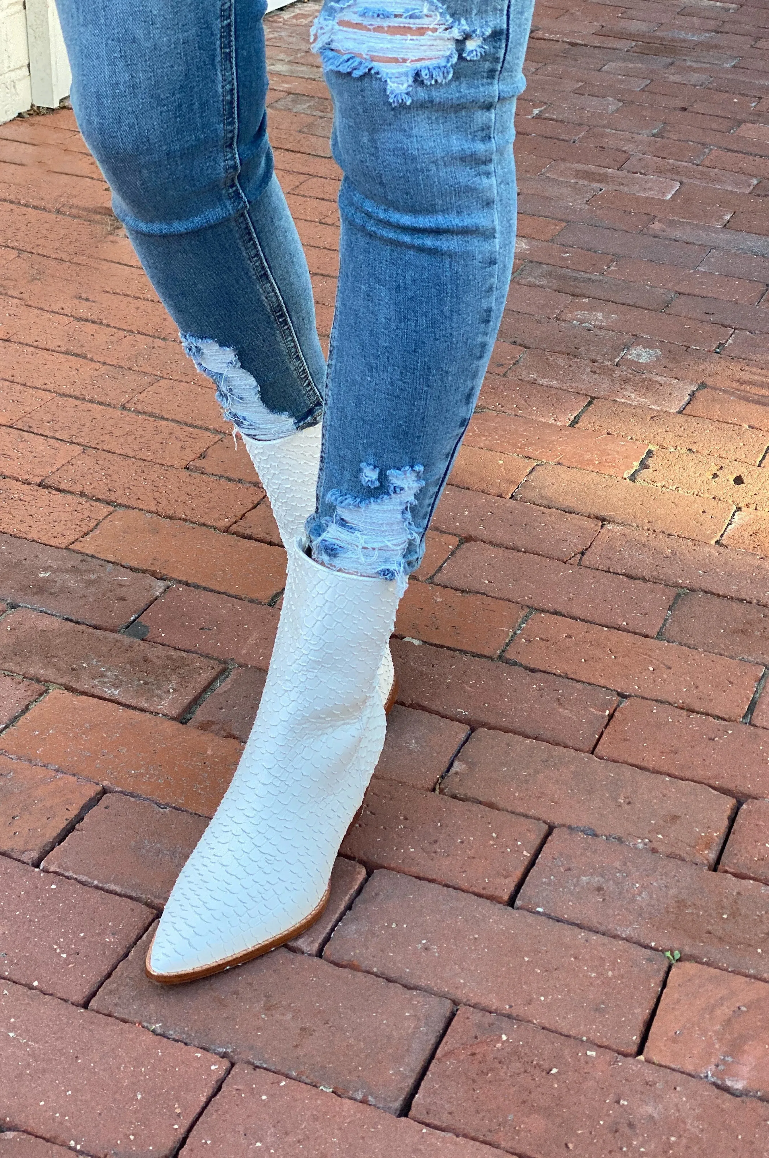 Matisse Caty White Snake Booties