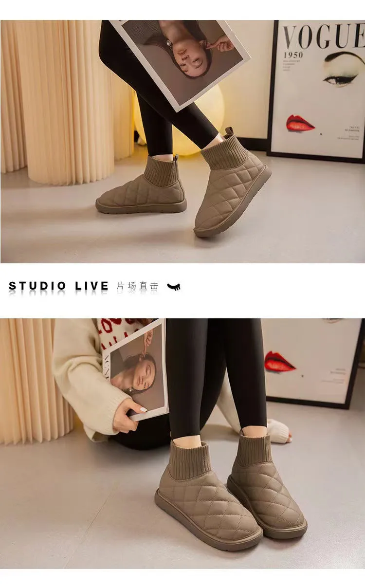 Owlkay Women's Fashionable Warm Thick-Soled Diamond Shoes