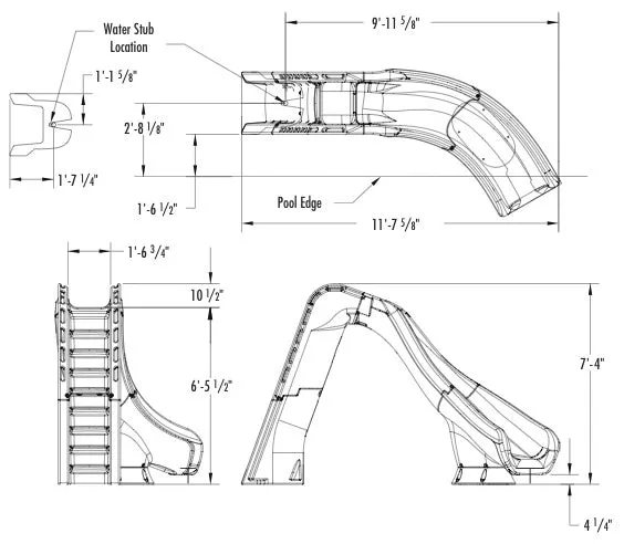 SR Smith Typhoon Slide - Left Turn - Gray Granite