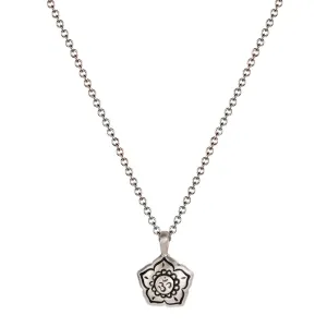 Sterling Silver Small Om Flower Pendant