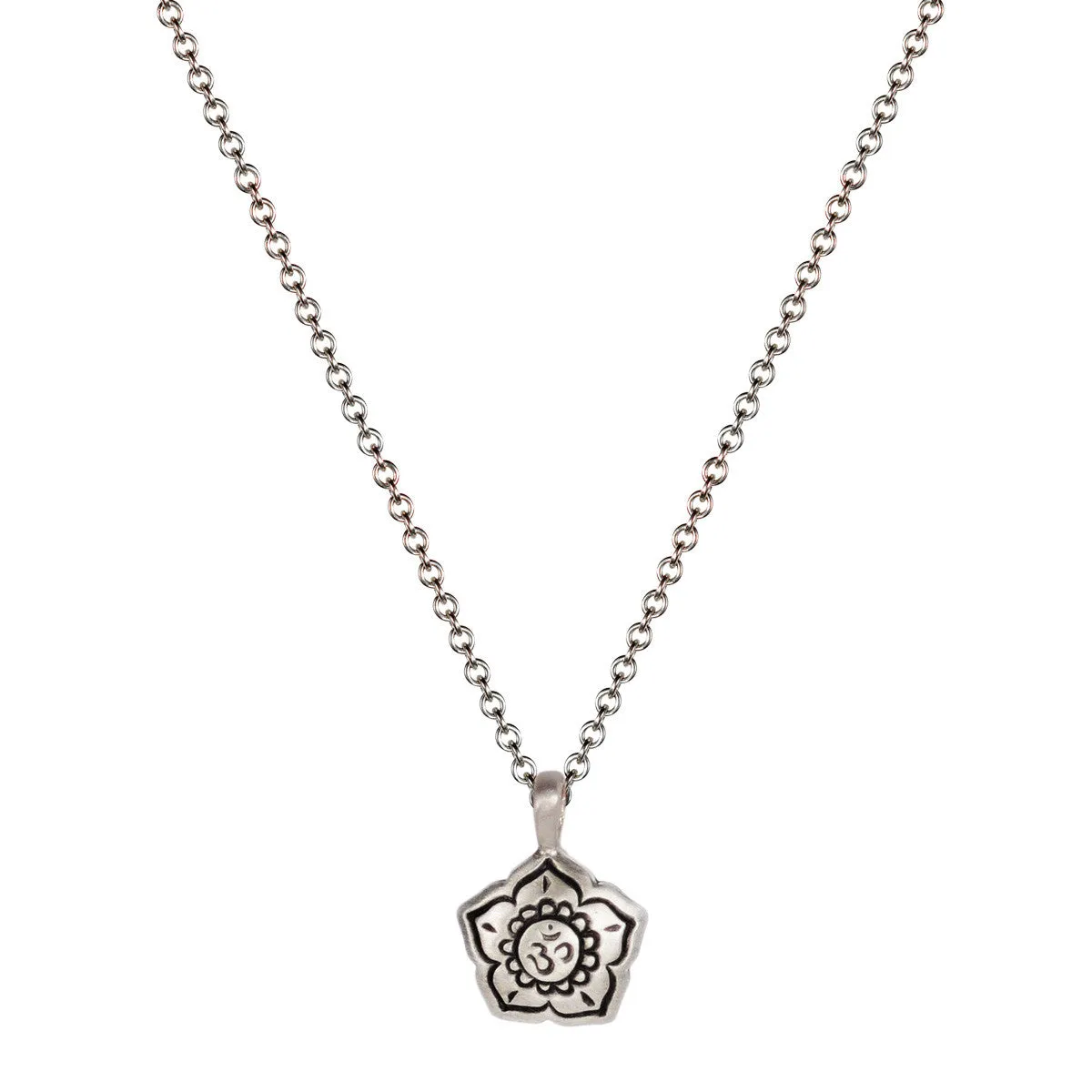Sterling Silver Small Om Flower Pendant