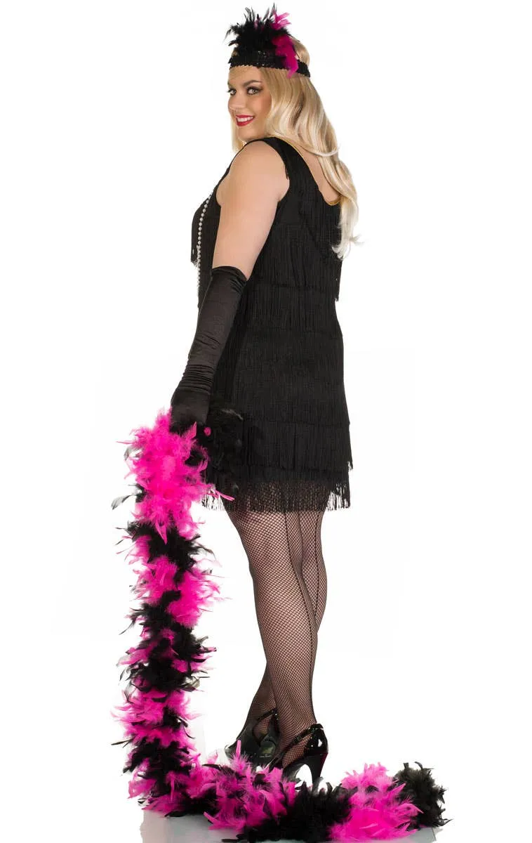 Swanky Womens Plus Size Black 1920s Flapper Dress Costume