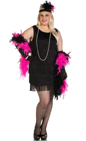 Swanky Womens Plus Size Black 1920s Flapper Dress Costume
