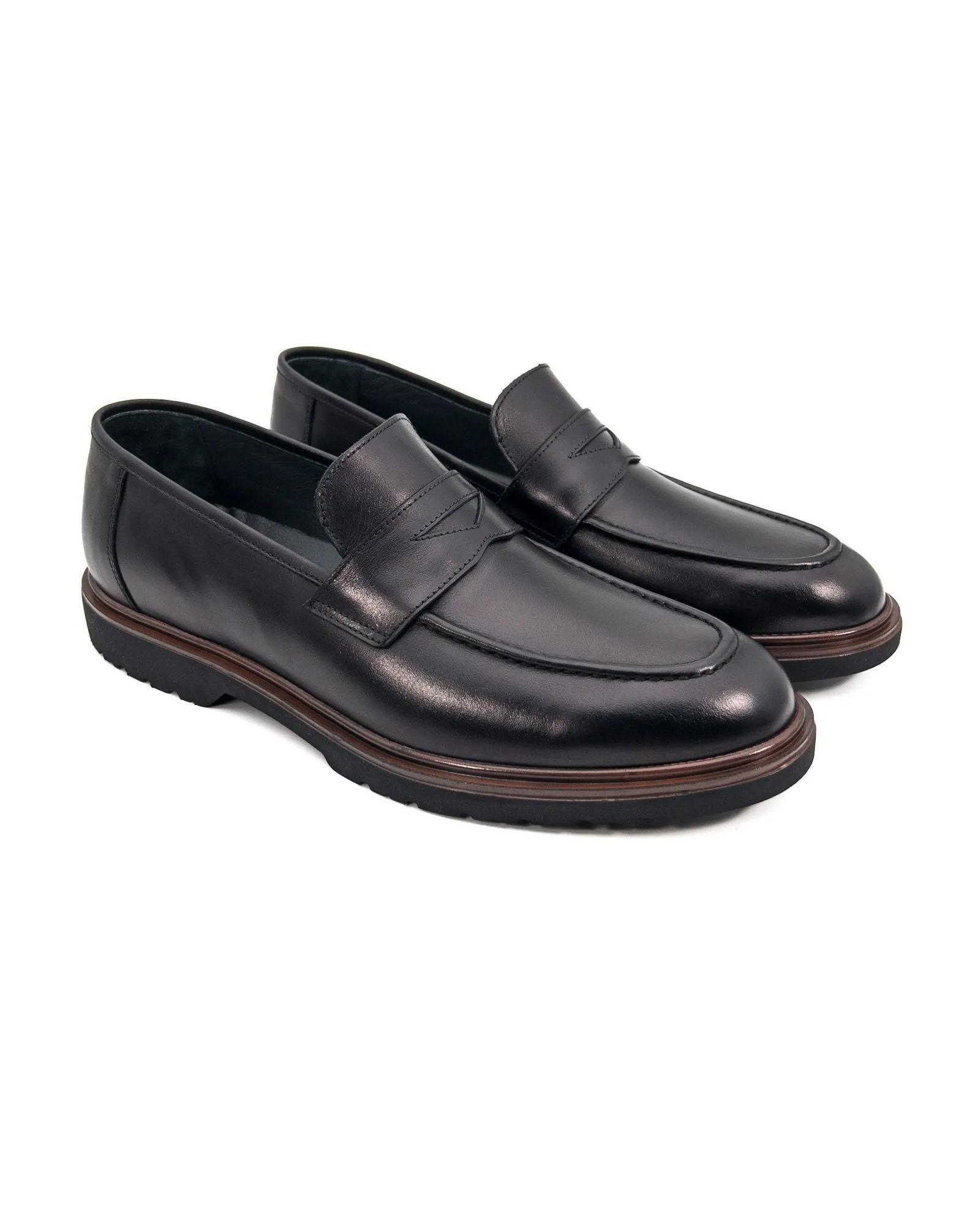 T-Barok Black Genuine Leather Casual Classic Men's Shoes