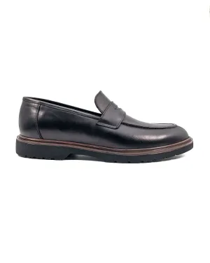 T-Barok Black Genuine Leather Casual Classic Men's Shoes