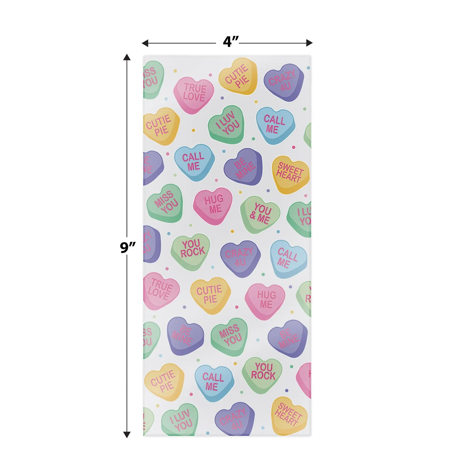 Valentine's Day Candy Heart Cello Bags (12 Packages)