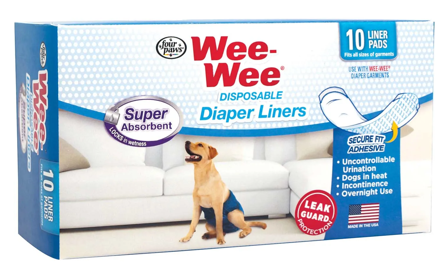 Wee-Wee Super Absorbent Disposable Dog Diaper Liners, 10 ct