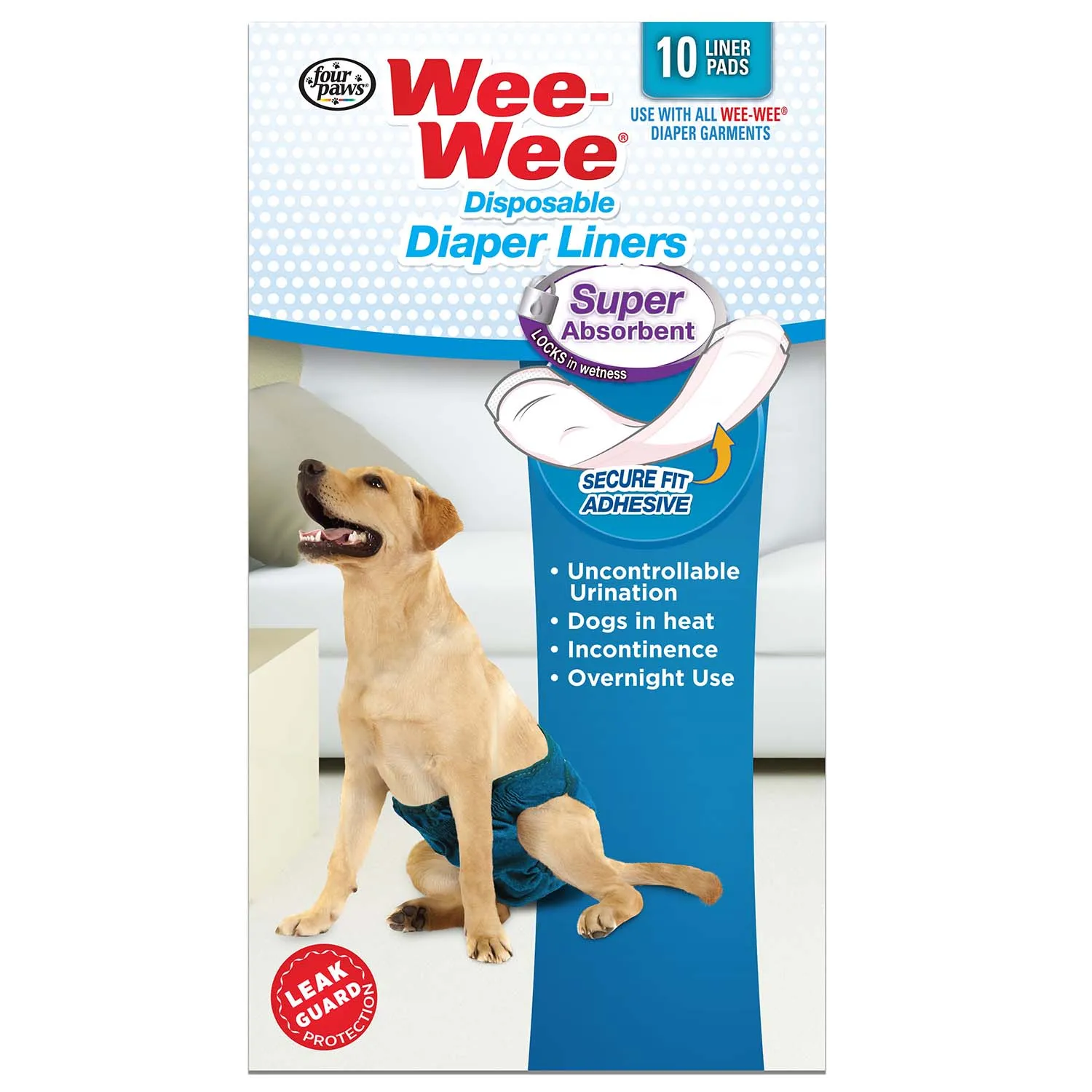 Wee-Wee Super Absorbent Disposable Dog Diaper Liners, 10 ct