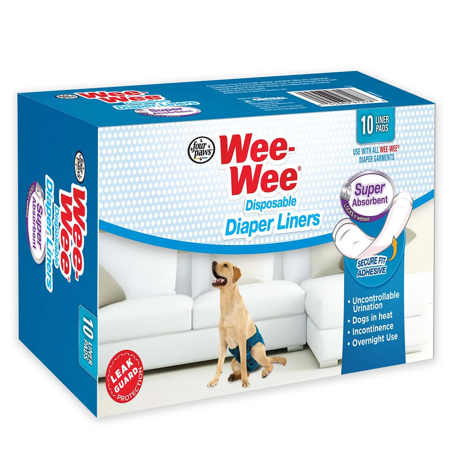 Wee-Wee Super Absorbent Disposable Dog Diaper Liners, 10 ct